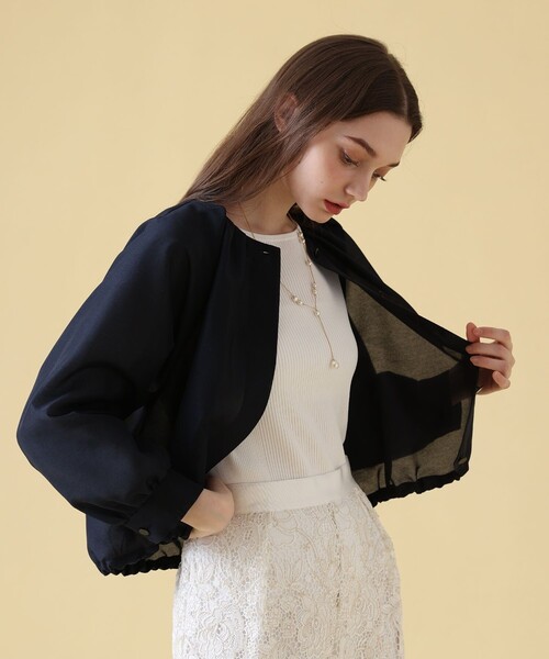 ANAYI（アナイ） コート アウター ハードオーガンジーノーカラー