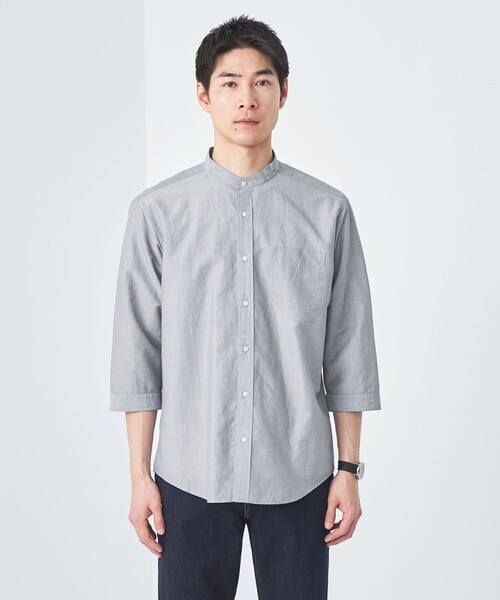 ISSEY MIYAKE グリーン バンドカラーシャツ BRICK & SONS（ブリックアンドサンズ）の「CORDURAリップス