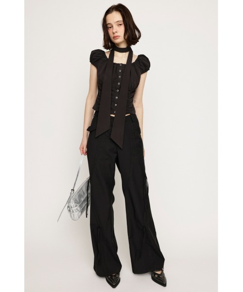 【アンク】SLY新品未使用 グレインツイードジャストウエストパンツ SLY スラックス パンツ ANGRID WAIST BELT PT アングリッド