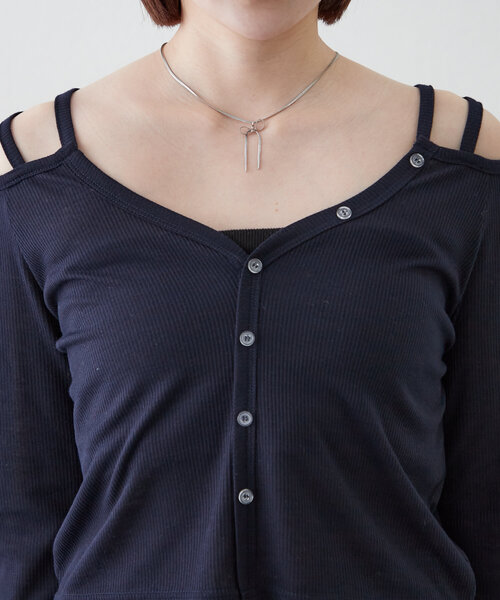 M-LINE tシャツ 「mline」ショルダー アウトデザインTシャツ