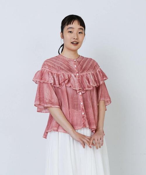 LOISIR ブラウス シャツ インドピグメントダイデザインブラウス