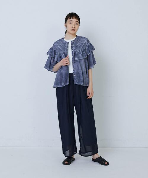 LOISIR ブラウス シャツ インドピグメントダイデザインブラウス