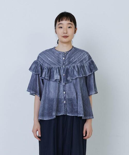 LOISIR ブラウス シャツ インドピグメントダイデザインブラウス