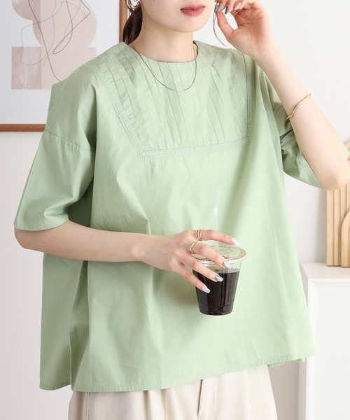 ブラウス シャツ EMAGO お花レース風刺繍ブラウス レディース