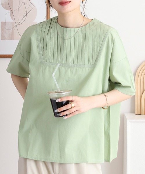 ブラウス シャツ EMAGO レース風刺繍ブラウス レディース Emago ブラウス シャツ EMAGO お花レース風刺繍ブラウス