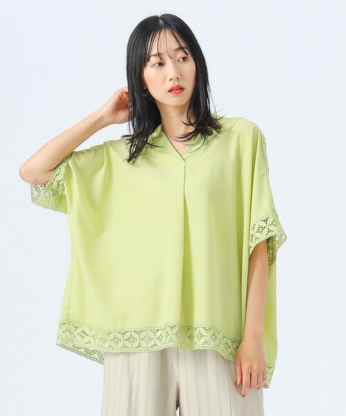 ブラウス シャツ レース スキッパー ブラウス レディース