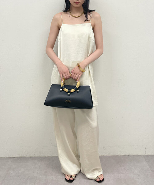Loungedress パンツ ワイドベルトサテンパンツ レディース