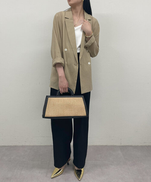 Loungedress パンツ ワイドベルトサテンパンツ レディース