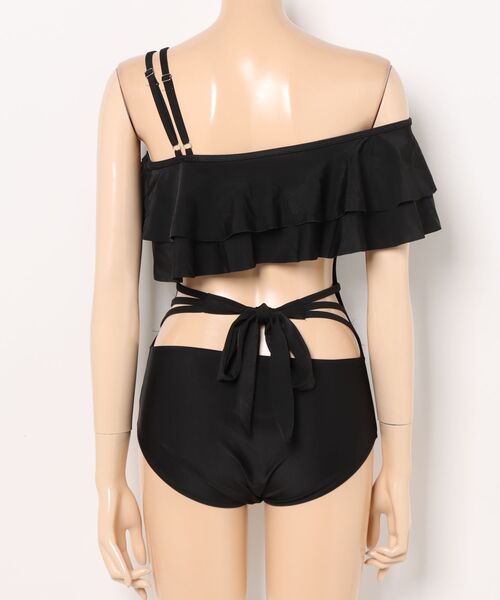 BLANC FICELLE 水着 ワンショルダー フリル 水着 レディース
