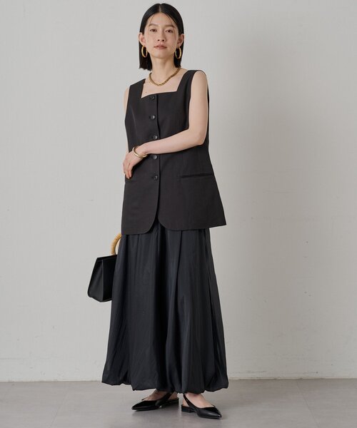 Loungedress ベスト ジレ スクエアネックベスト レディース