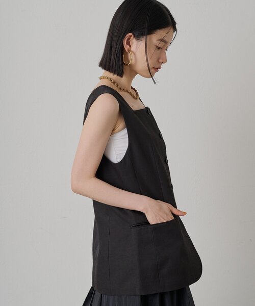 Loungedress ベスト ジレ スクエアネックベスト レディース