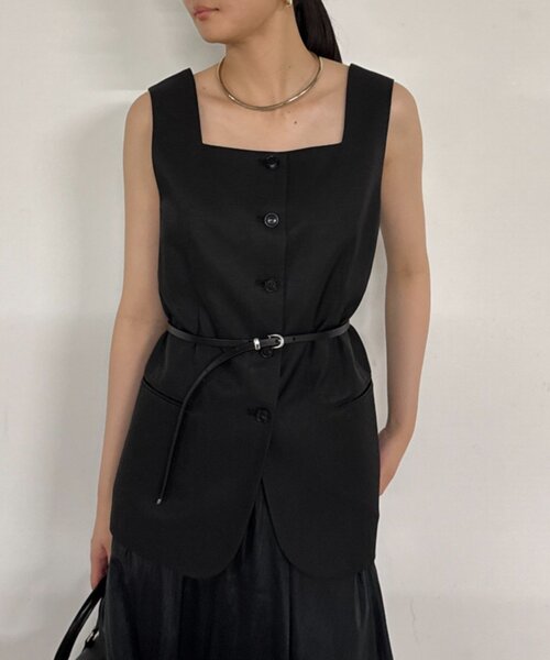 Loungedress ベスト ジレ スクエアネックベスト レディース