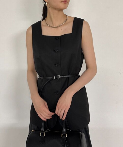 Loungedress ベスト ジレ スクエアネックベスト レディース