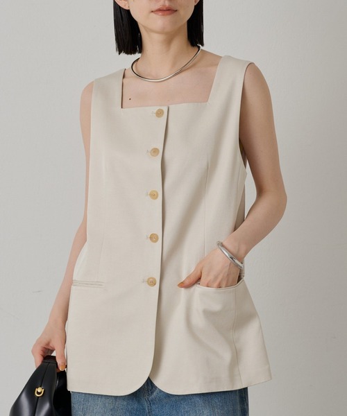 ベスト ジレ SANTEフロントホックボートネックベスト レディース SANTEフロントホックボートネックベスト(S GREY): トップス