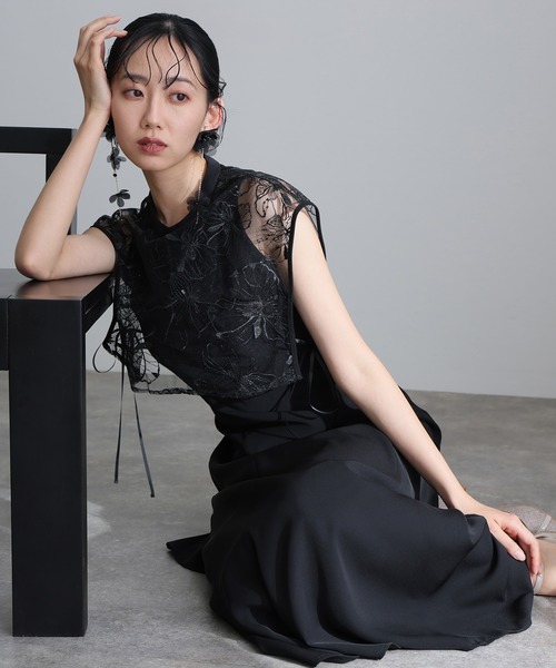 atlo by POUR VOUS パーティドレス atlo ドレス スパンコールレースリボンフレアスカートパーティー