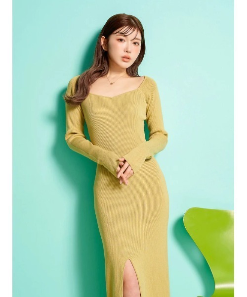 「Darich」 ニットワンピース FREE ライム レディース_画像5