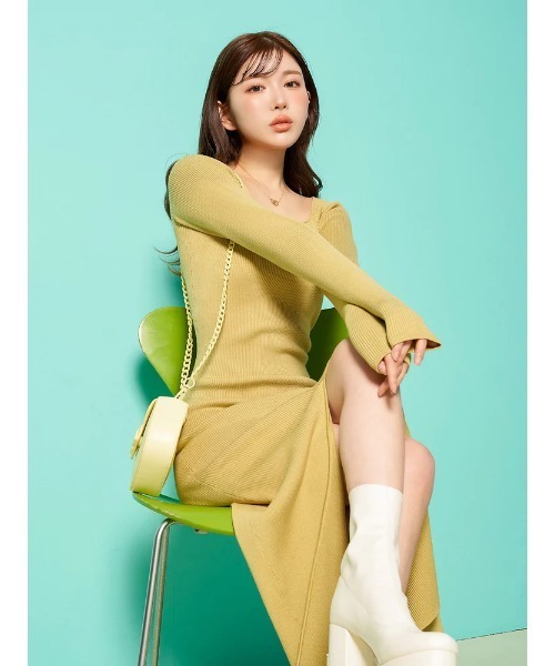 「Darich」 ニットワンピース FREE ライム レディース_画像6