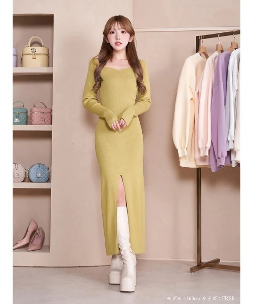 「Darich」 ニットワンピース FREE ライム レディース_画像7