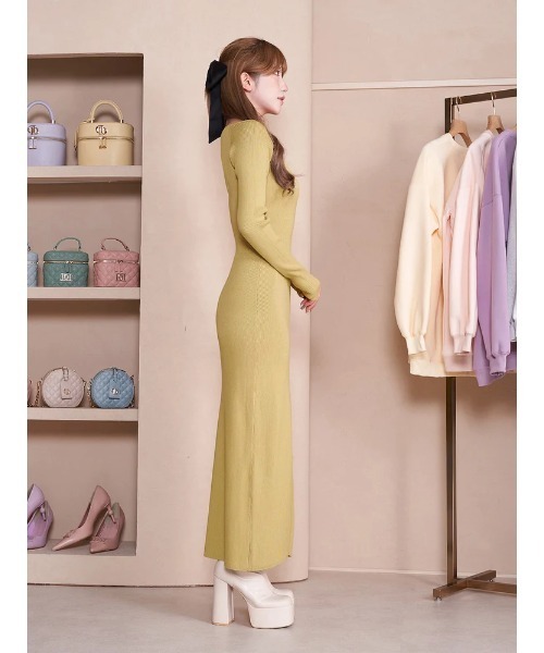 「Darich」 ニットワンピース FREE ライム レディース_画像8