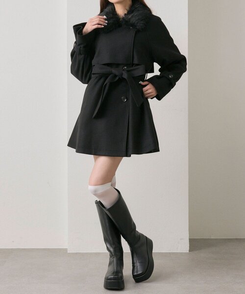 OLIVEdesOLIVEファーティペットミドル丈コート OLIVE des OLIVE（オリーブデオリーブ）の「【完売カラー再販