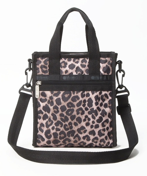 【レスポートサック】パール装飾 レオパード アニマル柄 ショルダーバッグ 茶×赤 LeSportsac - 【レスポートサック】パール装飾 レオパード