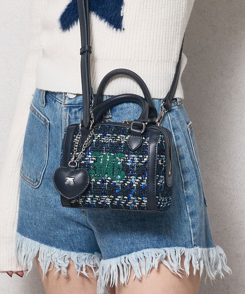 ブルガリ ミニボストンバッグ ハンドバッグ ブラック 黒 ブルー 水色