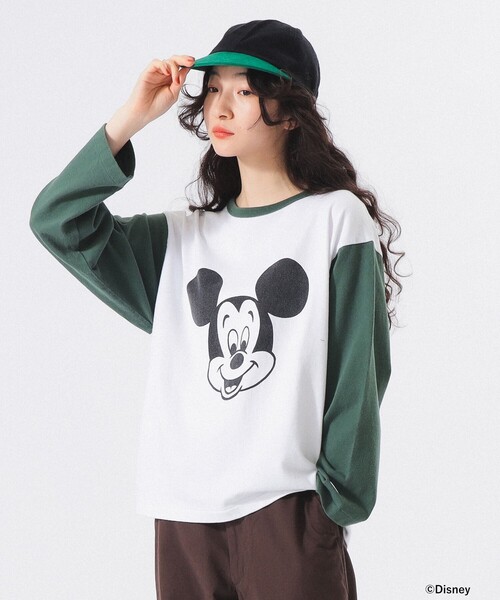 tシャツ 「別注」Champion / ミッキーマウス / フットボール Tシャツ レディース