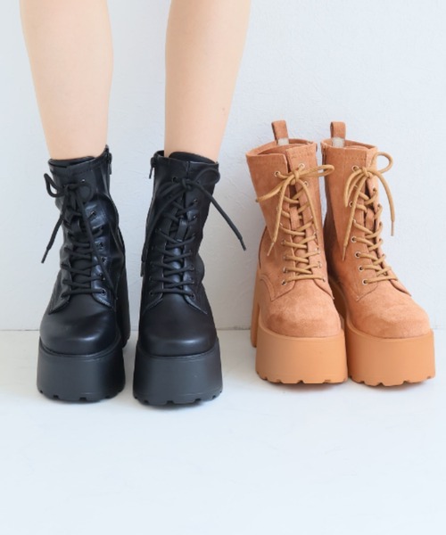 unliens platform boots 厚底ブーツ　XS 厚底サイドゴアブーツ （ホワイトブラック） -YOSUKE U・S・A 靴