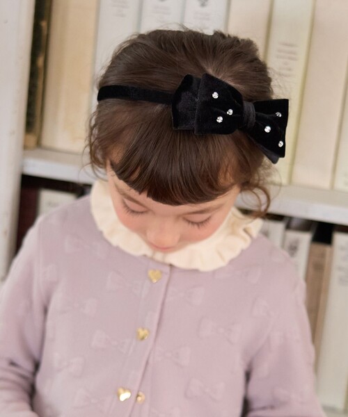 ANY（エニィ） カチューシャ ビジュー付き ベロアリボンカチューシャ