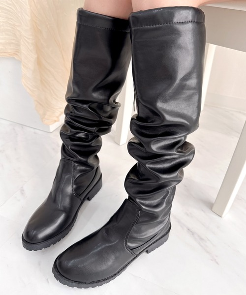 未使用 UNIRAVEL PROJECT ニーハイブーツ 本革 38 ブラック 未使用 UNIRAVEL PROJECT ニーハイブーツ 本革 38 ブラック