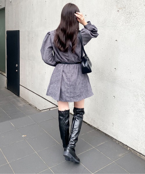 Mejoul ブーツ 「2WAY」フェイクレザー ニーハイ ストレッチ ロング