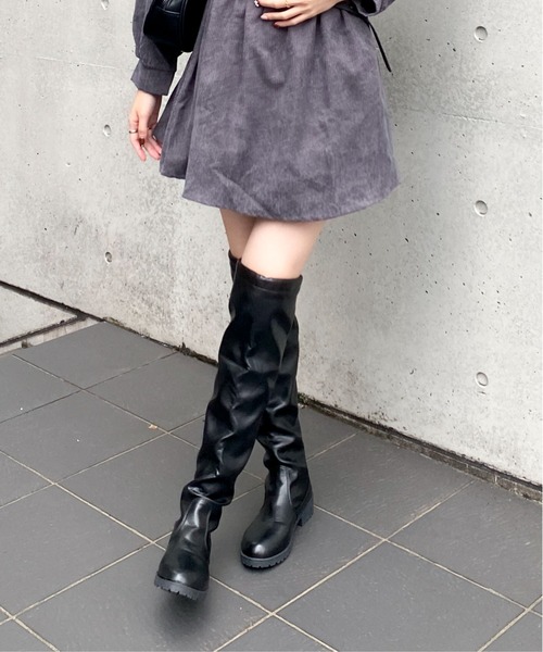 【美品】レザー ロングブーツ 37 1/2（約24.5cm）黒 セヴン トゥエルヴ サーティ SEVEN TWELVE THIRTY LovelyWalk レザー