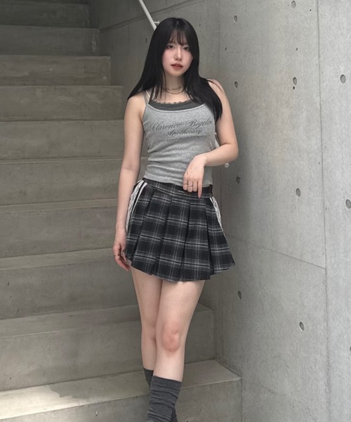 Lae スカート チェックレースプリーツミニスカート : ZOZOTOWN Yahoo