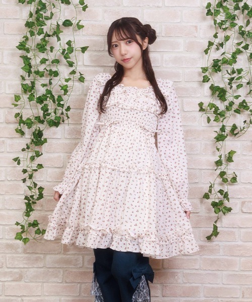 axes femme POETIQUE ワンピース ギャザーフリル長袖ワンピース axes femme POETIQUE ワンピース ギャザーフリル長袖ワンピース