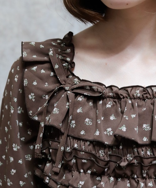 axes femme POETIQUE ワンピース ギャザーフリル長袖ワンピース