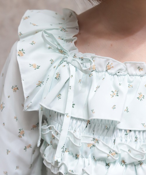 axes femme POETIQUE ワンピース ギャザーフリル長袖ワンピース