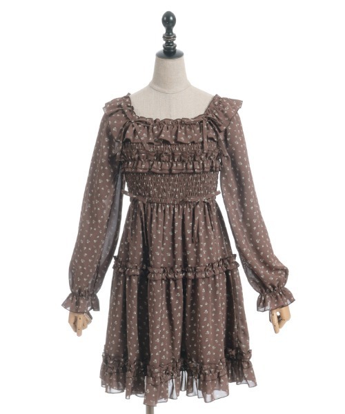 axes femme POETIQUE ワンピース ギャザーフリル長袖ワンピース