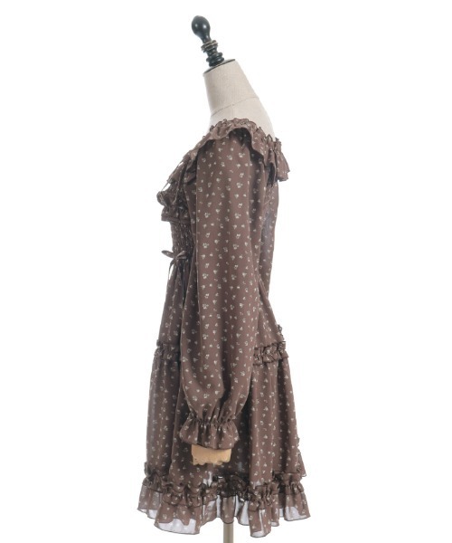 axes femme POETIQUE ワンピース ギャザーフリル長袖ワンピース