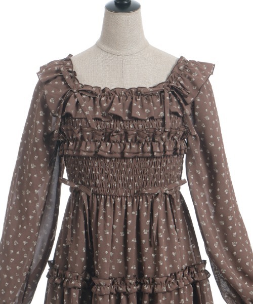 axes femme POETIQUE ワンピース ギャザーフリル長袖ワンピース