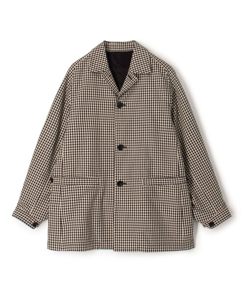 コムサメン　ギンガムチェック　ステンカラーコート　新品未使用　M 　春秋 コムサメン ギンガムチェック ステンカラーコート 新品未使用 M 春秋