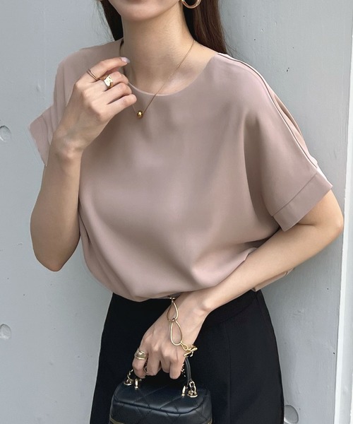 「Futier land」 半袖ブラウス LARGE グレイッシュベージュ レディース_画像8