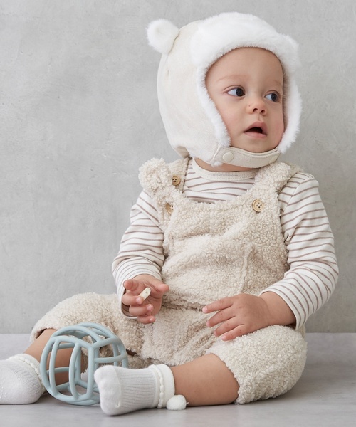 くま様ベージュ1サロペット petit main ベビー もこもこクマサロペセット : ZOZOTOWN Yahoo!店