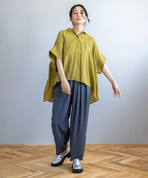 「OSMOSIS」 「loaf」半袖シャツ ONE SIZE ブラック レディース_画像5