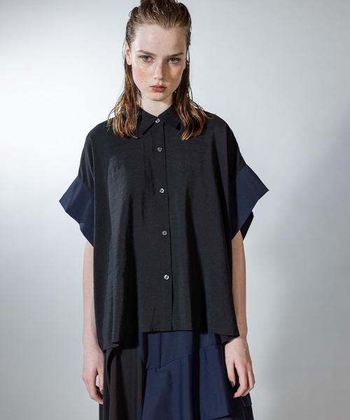 「OSMOSIS」 「loaf」半袖シャツ ONE SIZE ブラック レディース_画像9
