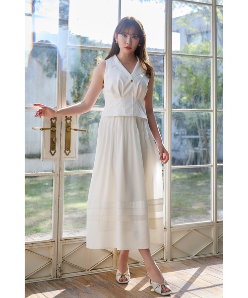 LUDLOW ホワイト ノースリーブ ワンピース Her lip to ノースリーブワンピース M ホワイト レディース : ZOZOTOWN