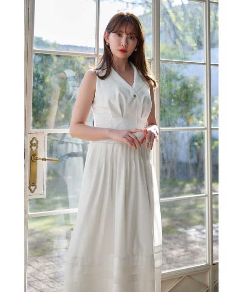 ホワイト ノースリーブ ワンピース 中古 ナチュラルベーシックノースリーブワンピース【7f-831-05795】