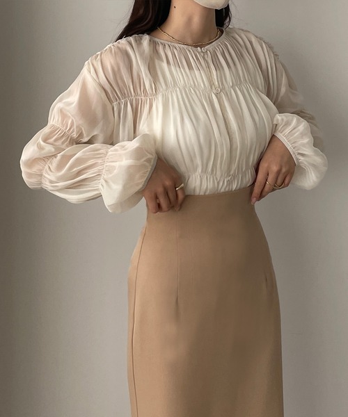 「Louere」 長袖ブラウス MEDIUM クリーム レディース_画像3