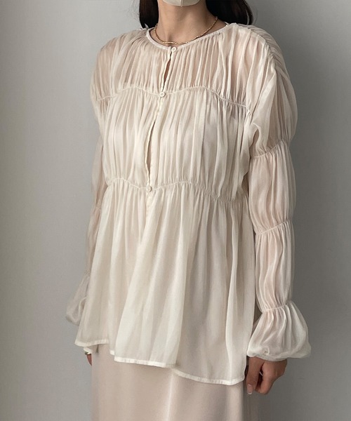 「Louere」 長袖ブラウス MEDIUM クリーム レディース_画像4