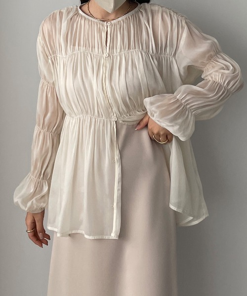 「Louere」 長袖ブラウス MEDIUM クリーム レディース_画像5