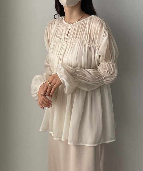 「Louere」 長袖ブラウス MEDIUM クリーム レディース_画像6